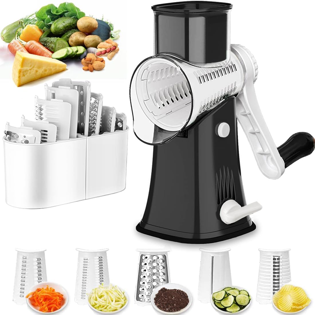 Mandoline Slicer - 5-in-1 Rotary Cheese Grater & Vegetable