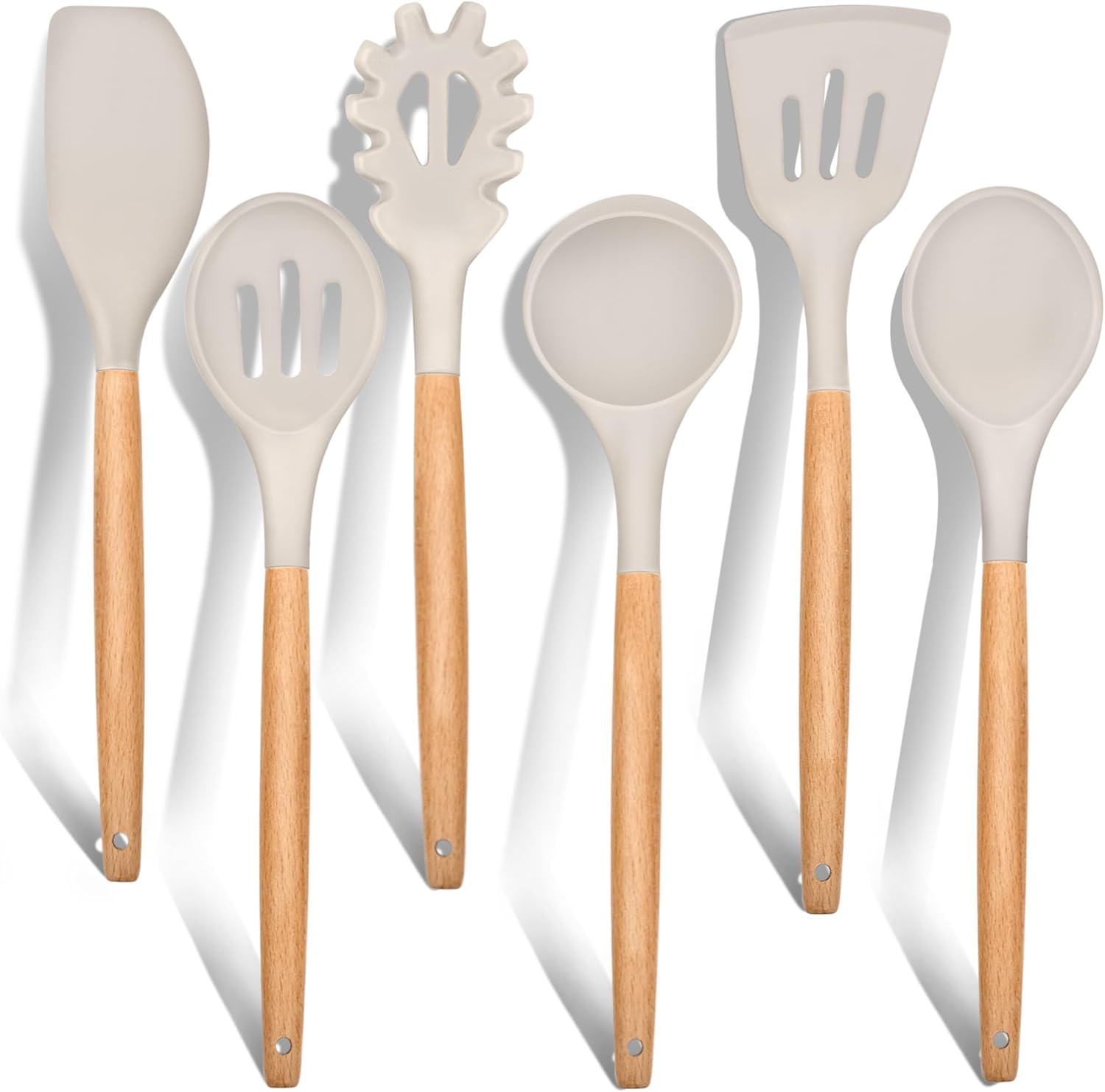 Silicone Spatula Set - 6-Piece Silicone Kitchen Utensils Set with