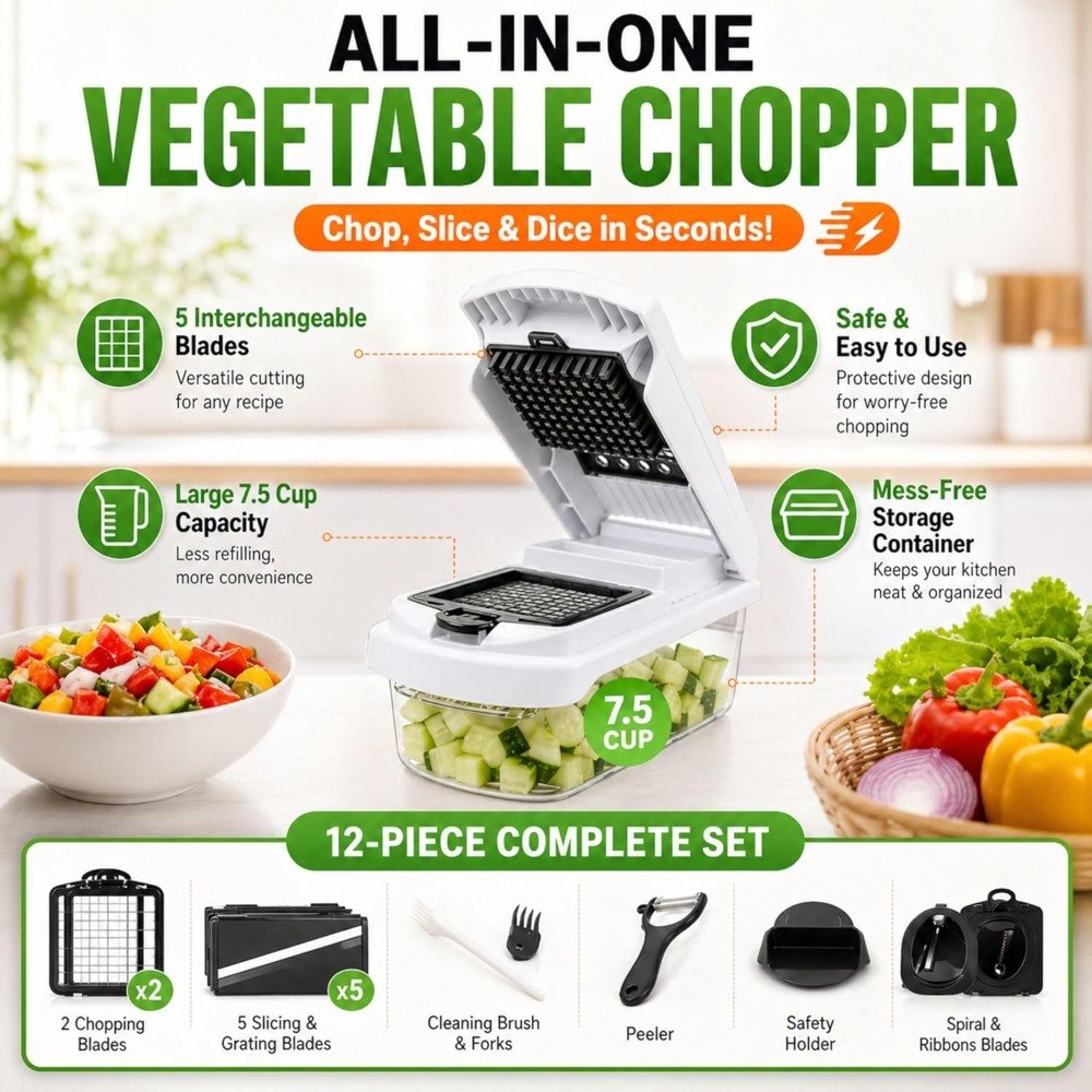 12-in-1 Vegetable Chopper with - Mandoline Slicer avis et prix