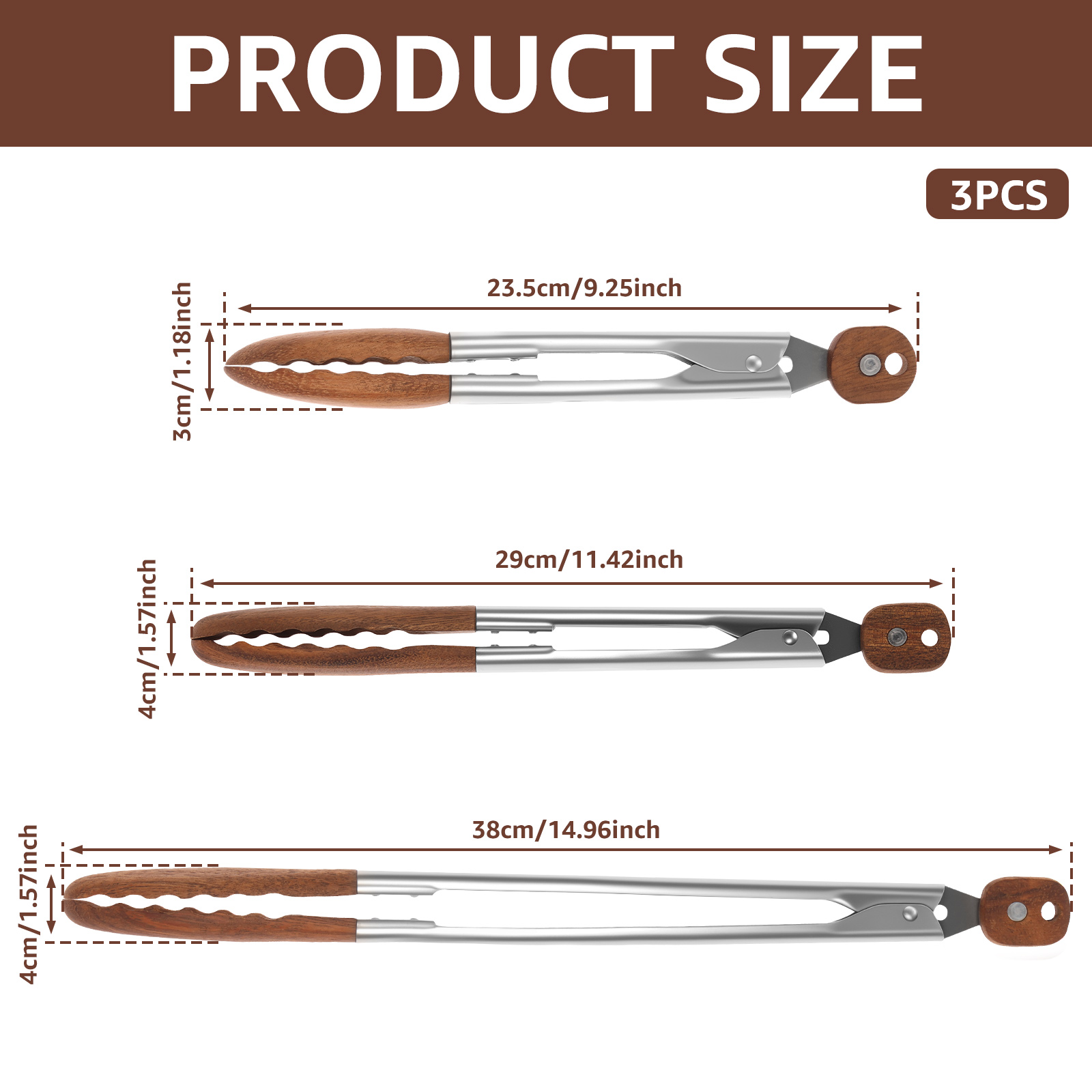 2/3 Pcs Food Tongs Walnut Wood - Kitchen Handy Gadgets avis et prix