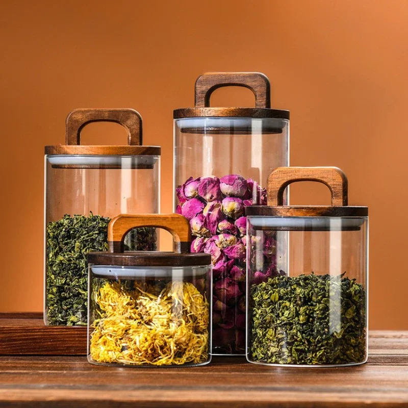 Clear Glass Jar with Bamboo Li - Korean Kitchen Gadgets avis et prix