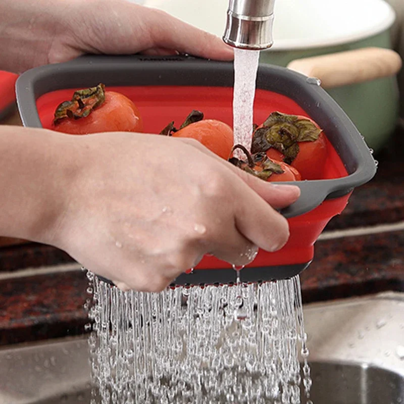 NEW Foldable Vegetable Washing - Silicone Steamer Basket avis et prix