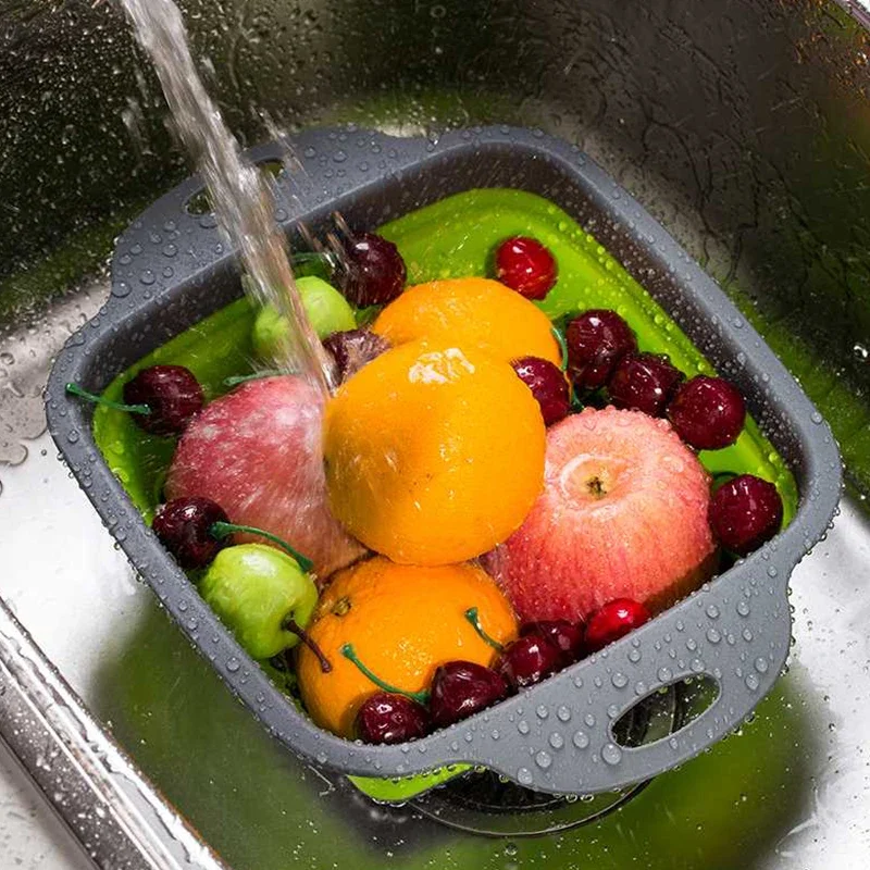 NEW Foldable Vegetable Washing - Silicone Steamer Basket avis et prix