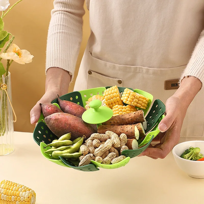 Folding Food Steamer Vegetable - Silicone Steamer Basket avis et prix