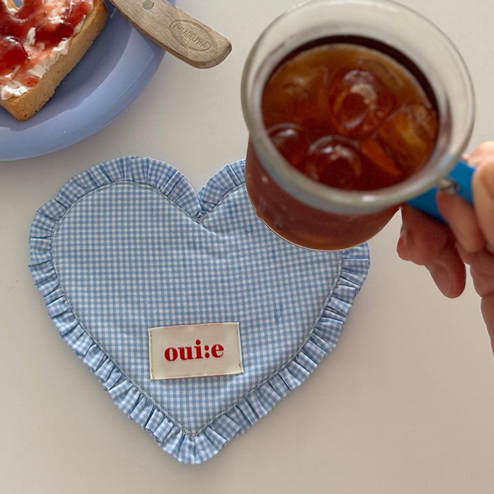 Heart Plaid  Coaster Korean Ha - Korean Kitchen Gadgets avis et prix