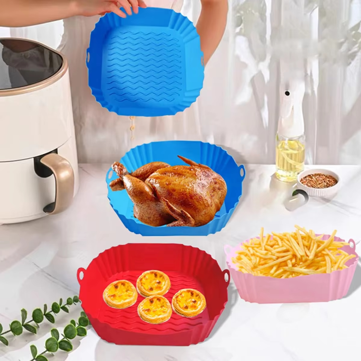Silicone Air Fryer Pot Tray Fo - Silicone Steamer Basket avis et prix