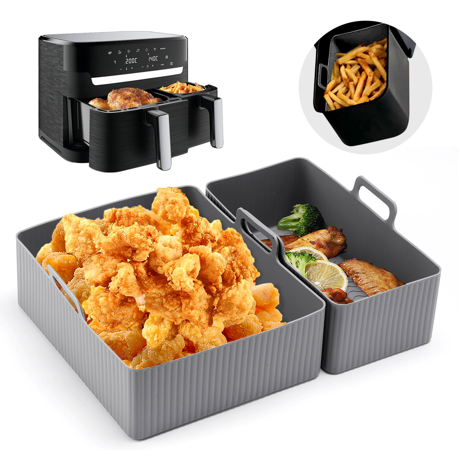 2pcs Set Silicone Air Fryer Ma - Silicone Steamer Basket avis et prix